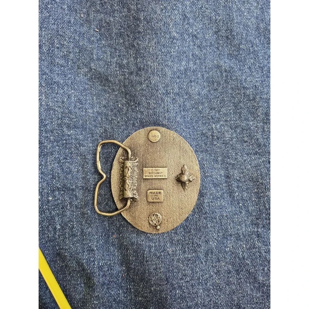 Vintage 1977 Bergamot Tennis Player Brass Belt Buckle - Rare Heavy